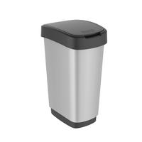 ABFALLEIMER 50 l  Kunststoff  - Silberfarben/Schwarz, Basics, Kunststoff (40,1/29,8/60,2cm) - Rotho