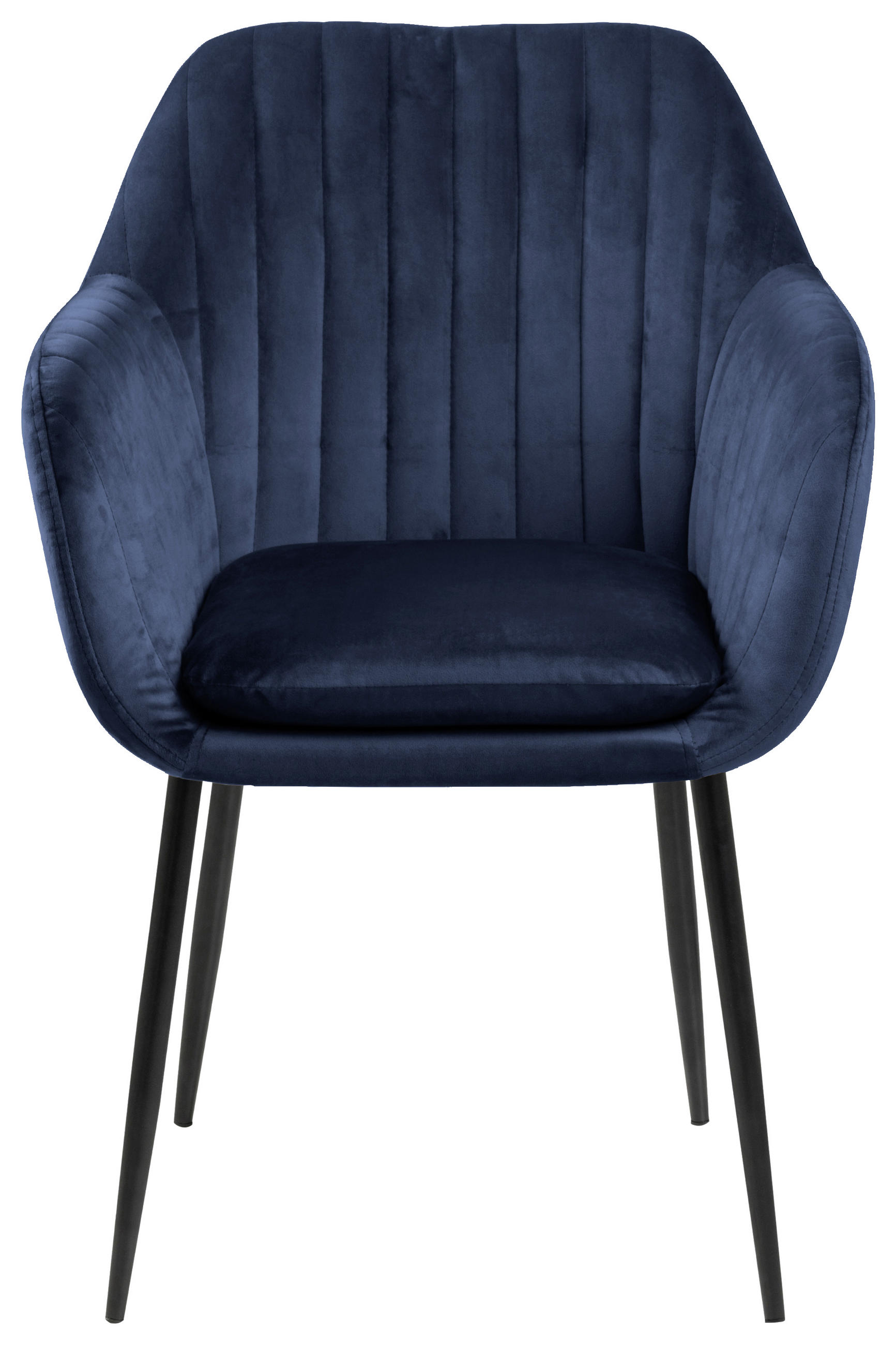 ARMLEHNSTUHL Velours Schwarz, Dunkelblau - Schwarz/Dunkelblau, Trend, Textil/Metall (57/83/59cm) - Ambia Home