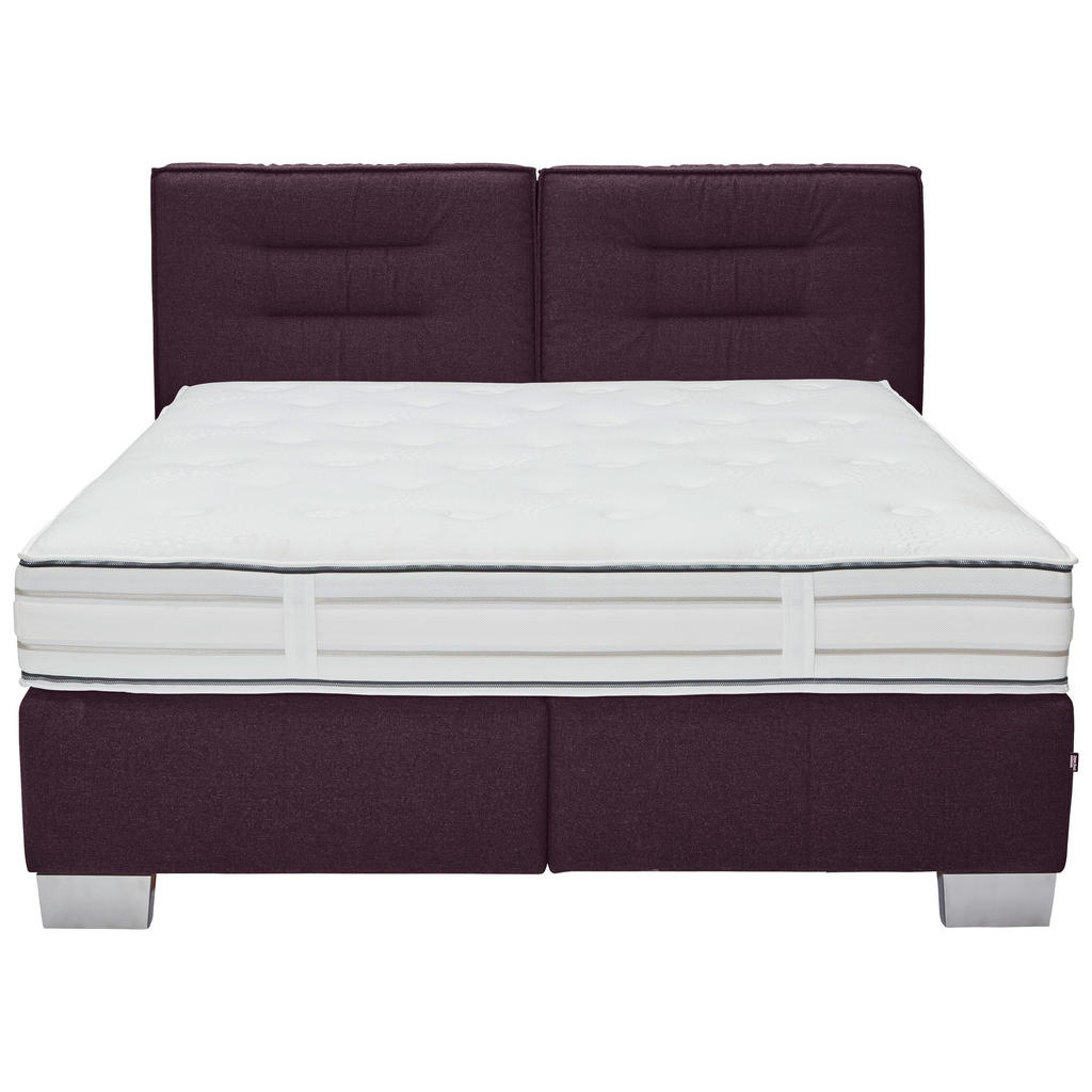 Thumbnail - Dieter Knoll Boxspringbett, Brombeere, Textil, H4, 7-Zonen, Höhe ca. 27 cm, 180x200 cm, gepolstertes Kopfteil, Stoffausw...