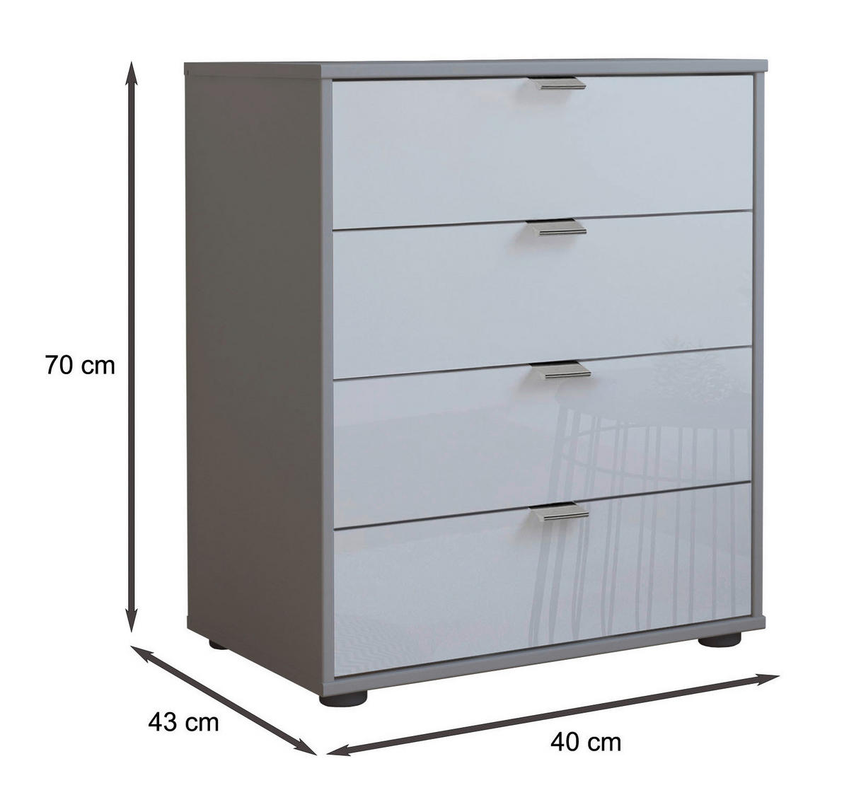 KOMMODE  in 40/70/43 cm  - Chromfarben/Schwarz, KONVENTIONELL, Glas/Holzwerkstoff (40/70/43cm) - Dieter Knoll
