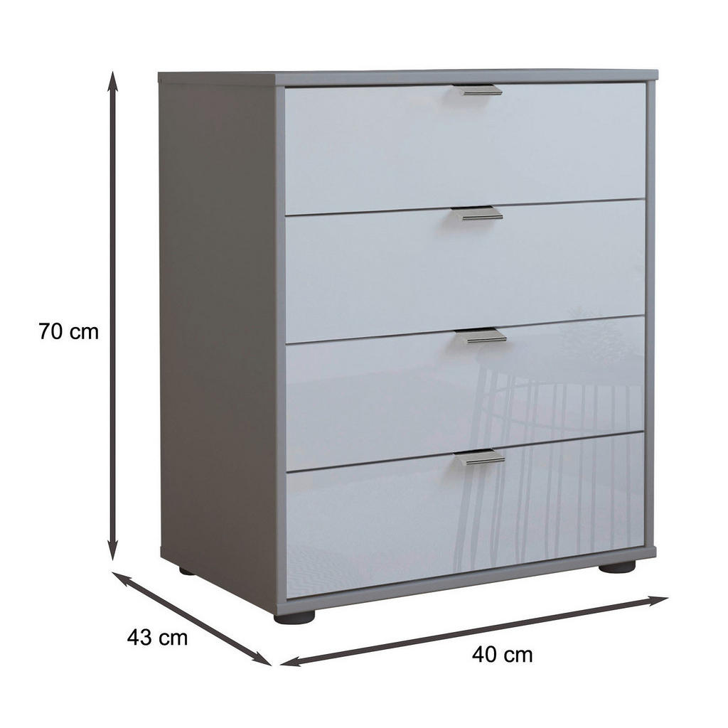 Thumbnail - Dieter Knoll Kommode, Grau, Weiß, Metall, 4 Schubladen, 40x70x43 cm, ISO 9001, Goldenes M, Made in Germany, Typenauswahl...