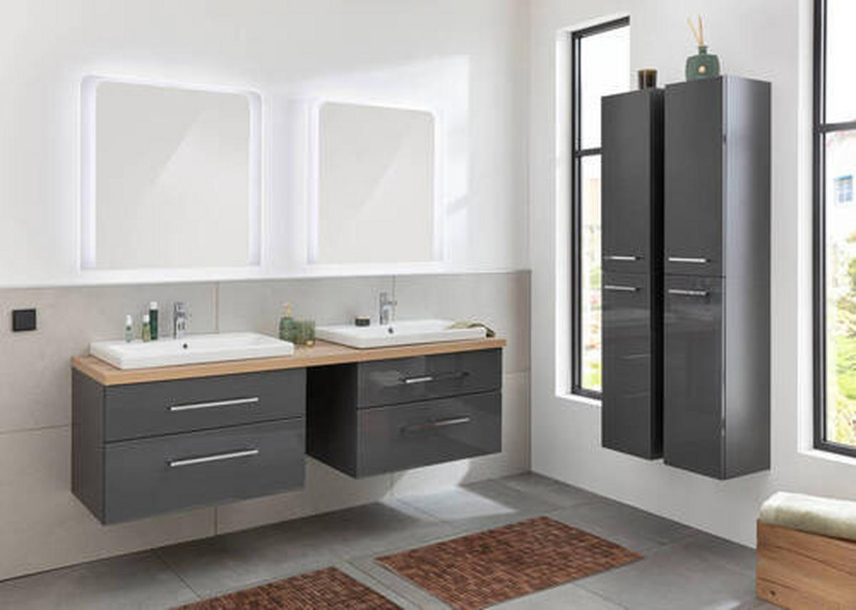 WASCHTISCHUNTERSCHRANK  - Chromfarben/Anthrazit, KONVENTIONELL, Holzwerkstoff/Metall (80/48,8/50,9cm) - Voleo