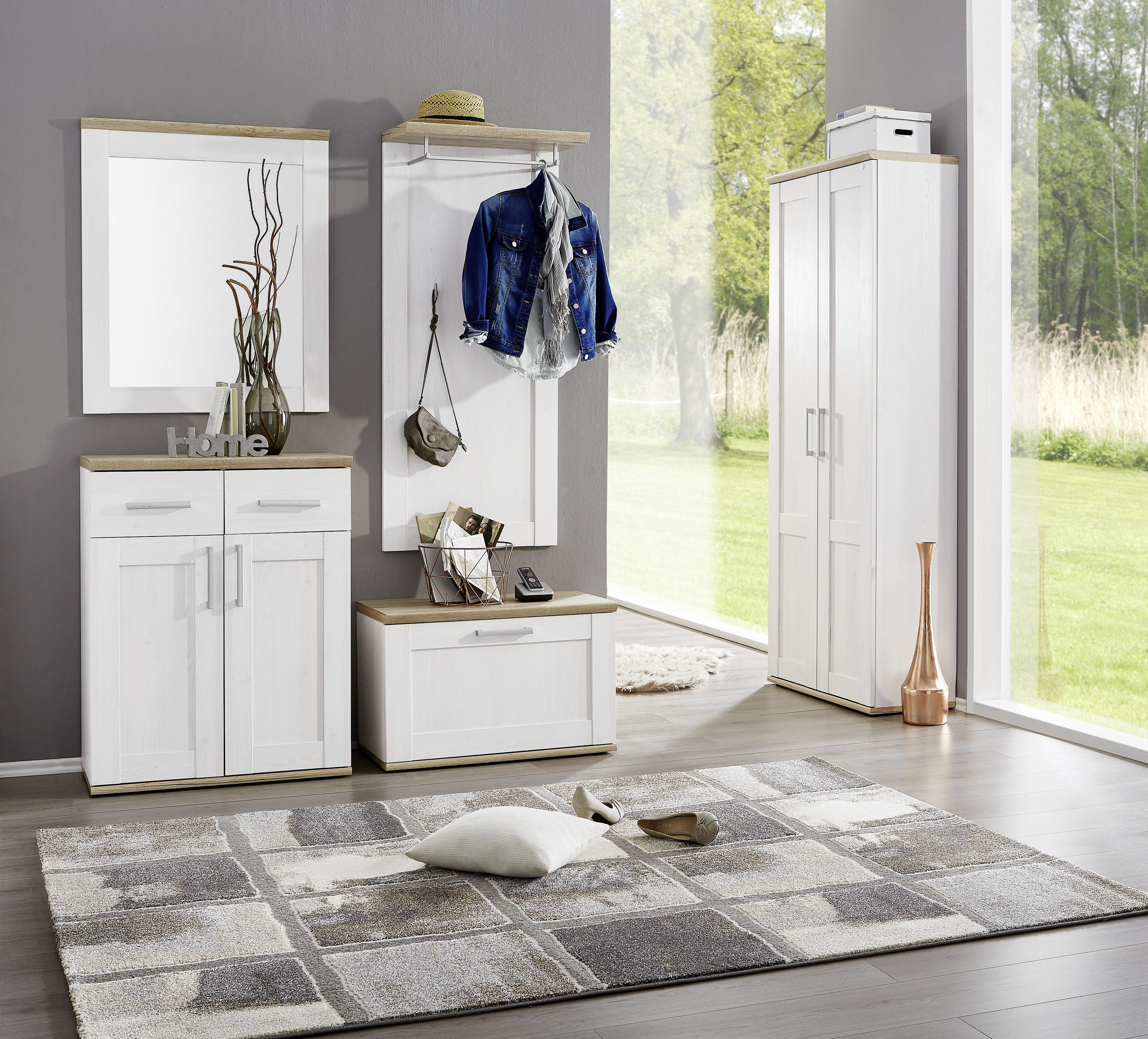 GARDEROBENSCHRANK 76/200/38 cm  - Eichefarben/Silberfarben, Design, Holzwerkstoff/Kunststoff (76/200/38cm) - Xora