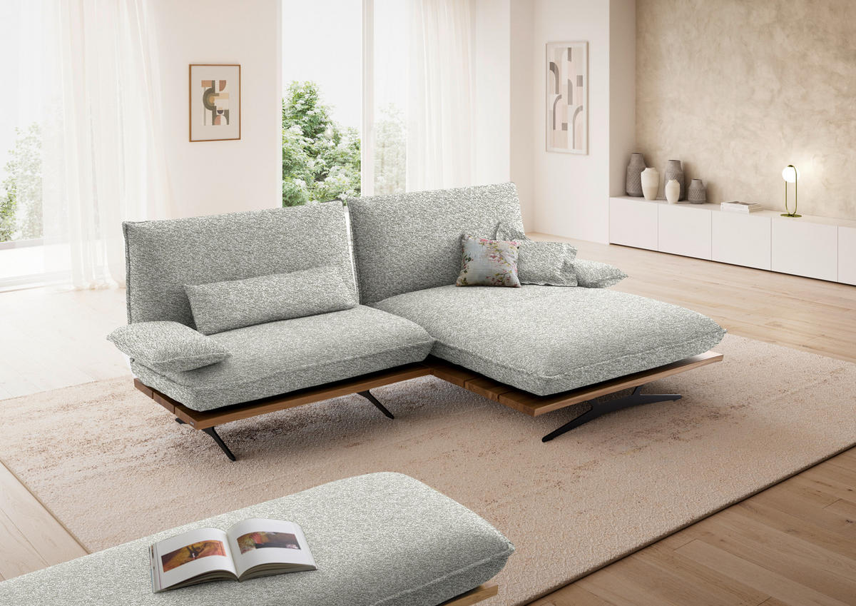 ECKSOFA Chenille, Flachgewebe Wildeiche, Ecru  - Wildeiche/Ecru, Design, Holz/Textil (284/161cm) - Koinor