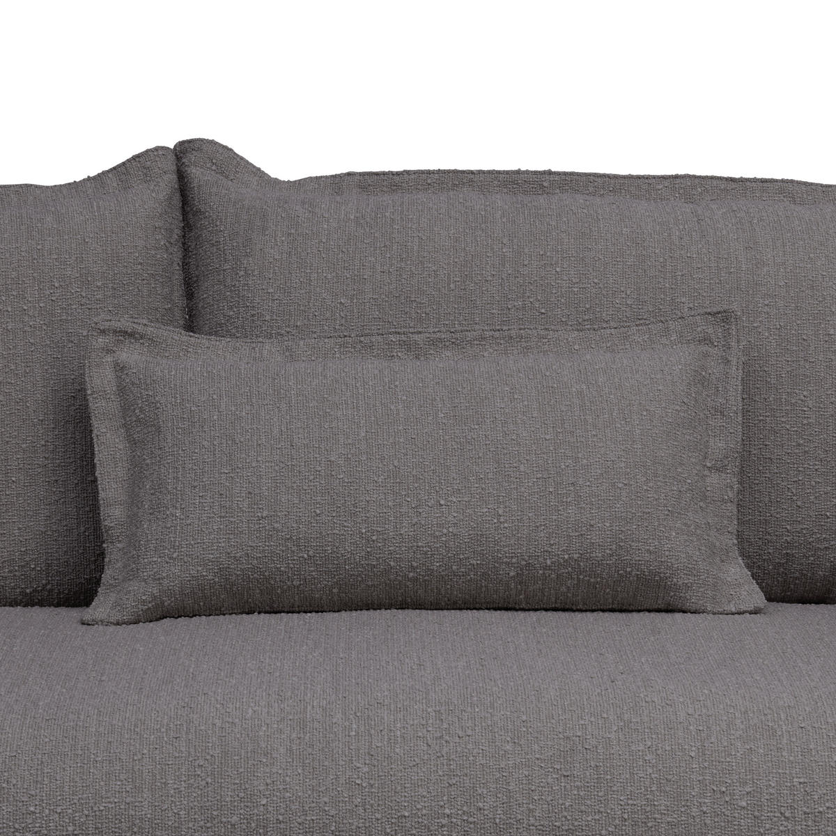 HUSSEN-SOFA in Flachgewebe, Bouclé Grau  - Grau, Trend, Textil/Metall (195/82/98cm) - Livetastic