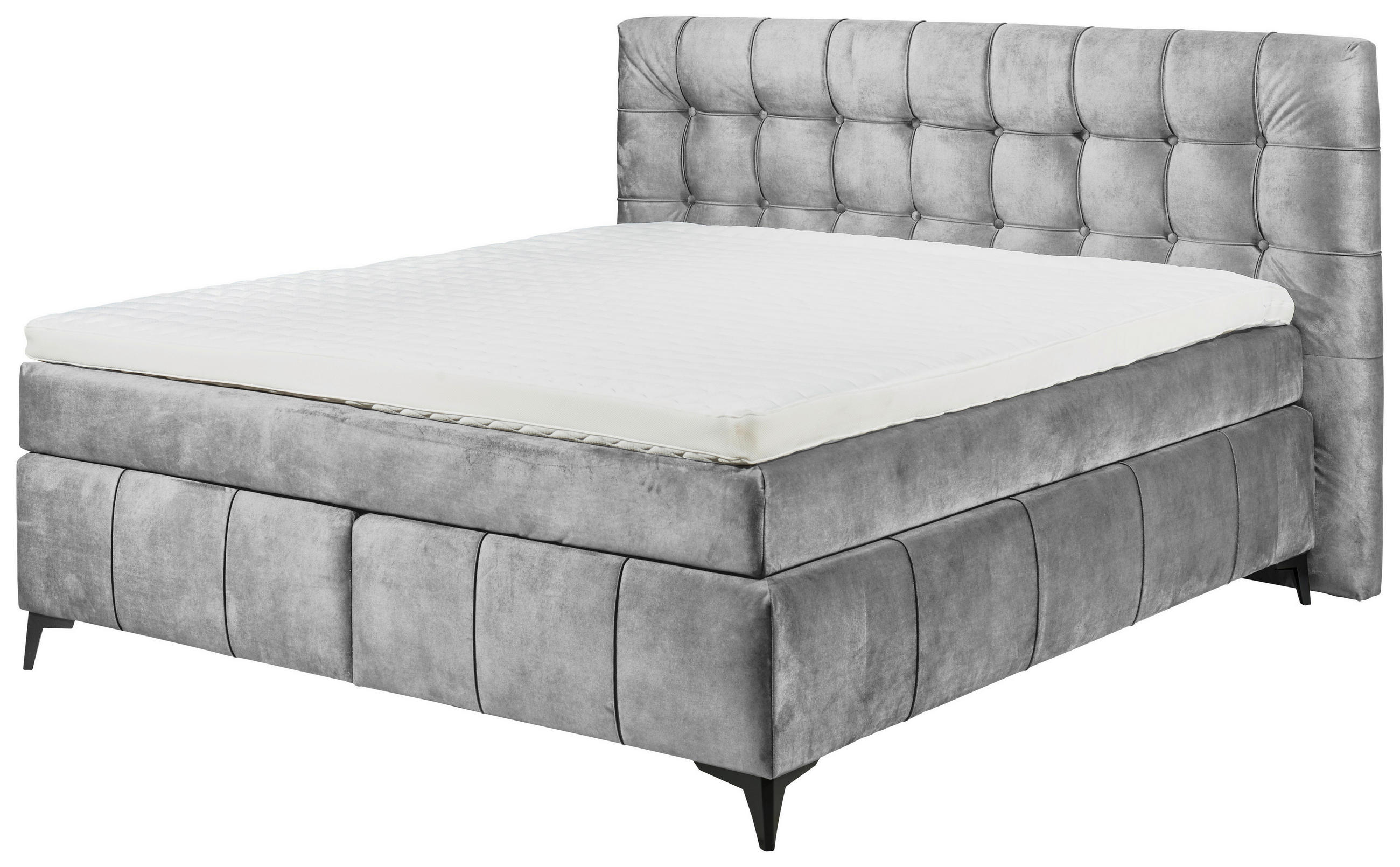 BOXSPRINGBETT 180/200 cm  in Grau  - Schwarz/Grau, KONVENTIONELL, Kunststoff/Textil (180/200cm) - Modante