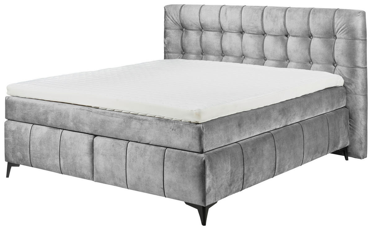 BOXSPRINGBETT 180/200 cm  in Grau  - Schwarz/Grau, KONVENTIONELL, Kunststoff/Textil (180/200cm) - Modante