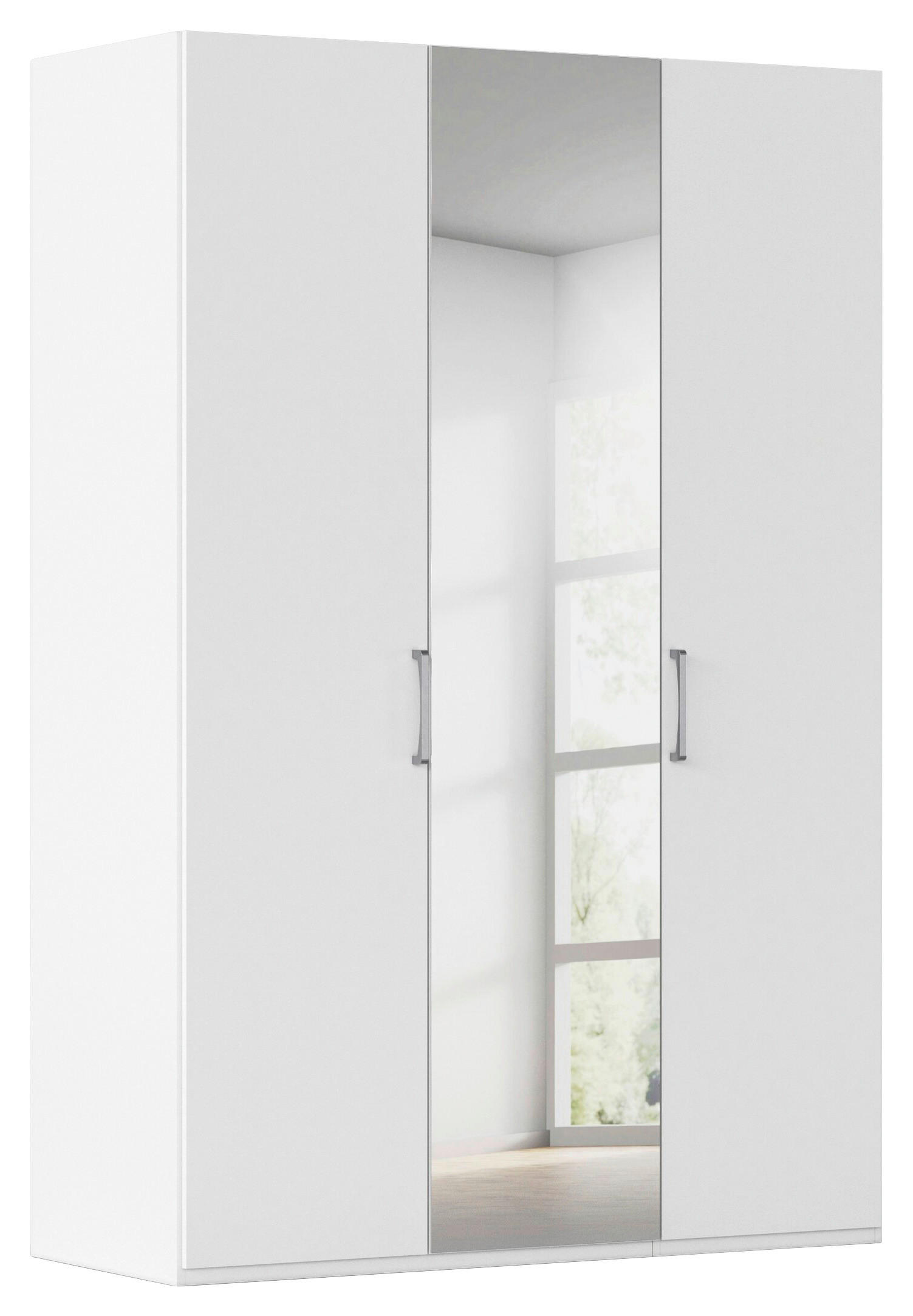 DREHTÜRENSCHRANK 151/235/61 cm,  in Weiß, 3-türig  - Chromfarben/Edelstahlfarben, Basics, Glas/Holzwerkstoff (151/235/61cm) - Novel