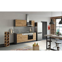 KÜCHENBLOCK 210 cm   in Graphitfarben, Schieferfarben, Eiche Wotan  - Chromfarben/Schieferfarben, MODERN, Holzwerkstoff/Metall (210cm) - Held