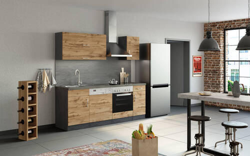 Küchenzeile Sorrento ohne Geräte B: 210 cm Eichefarben