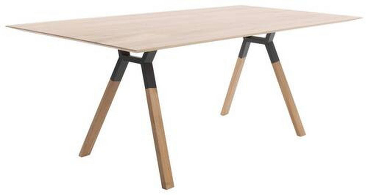 ESSTISCH Asteiche massiv rechteckig Eichefarben  - Eichefarben/Anthrazit, Design, Holz/Metall (200/100/77cm) - Bert Plantagie