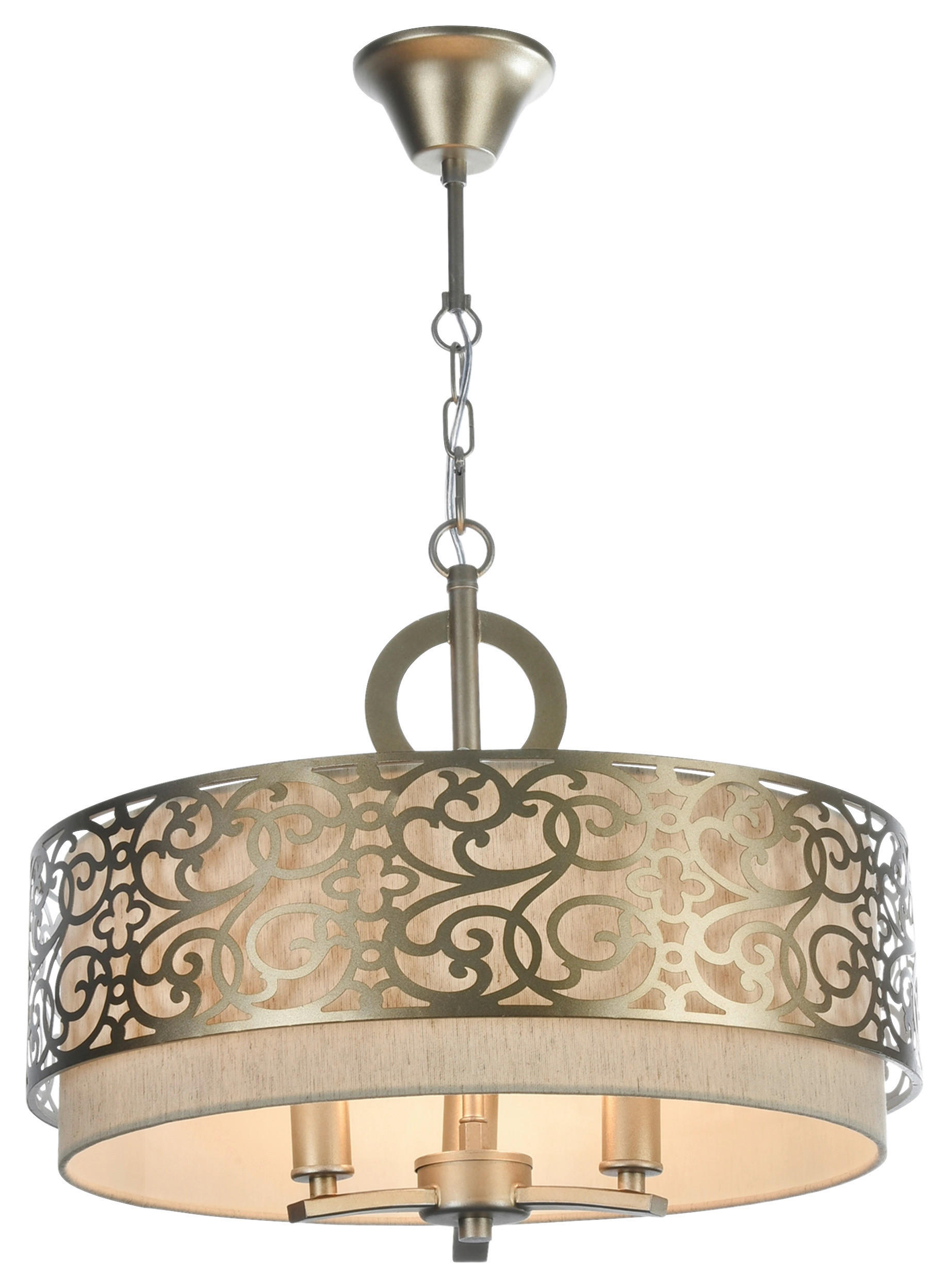 PENDELLEUCHTE 46,4/39/46,4 cm   - Messingfarben, Basics, Textil/Metall (46,4/39/46,4cm) - MAYTONI