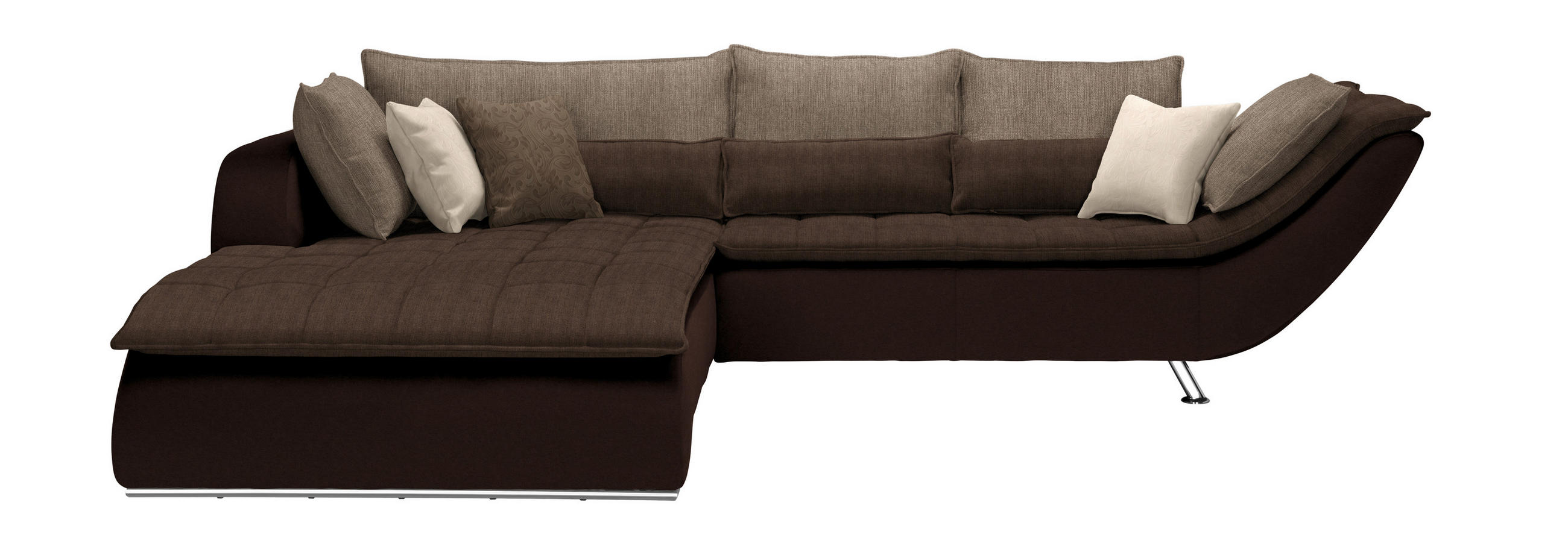SOFFA i textil mörkbrun, ljusbrun  - kromfärg/brun, Design, metall/textil (220/300cm) - Livetastic