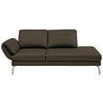 RÉCAMIERE  in Echtleder Olivgrün  - Chromfarben/Olivgrün, Design, Leder/Metall (209/85-109/95-16cm) - Dieter Knoll