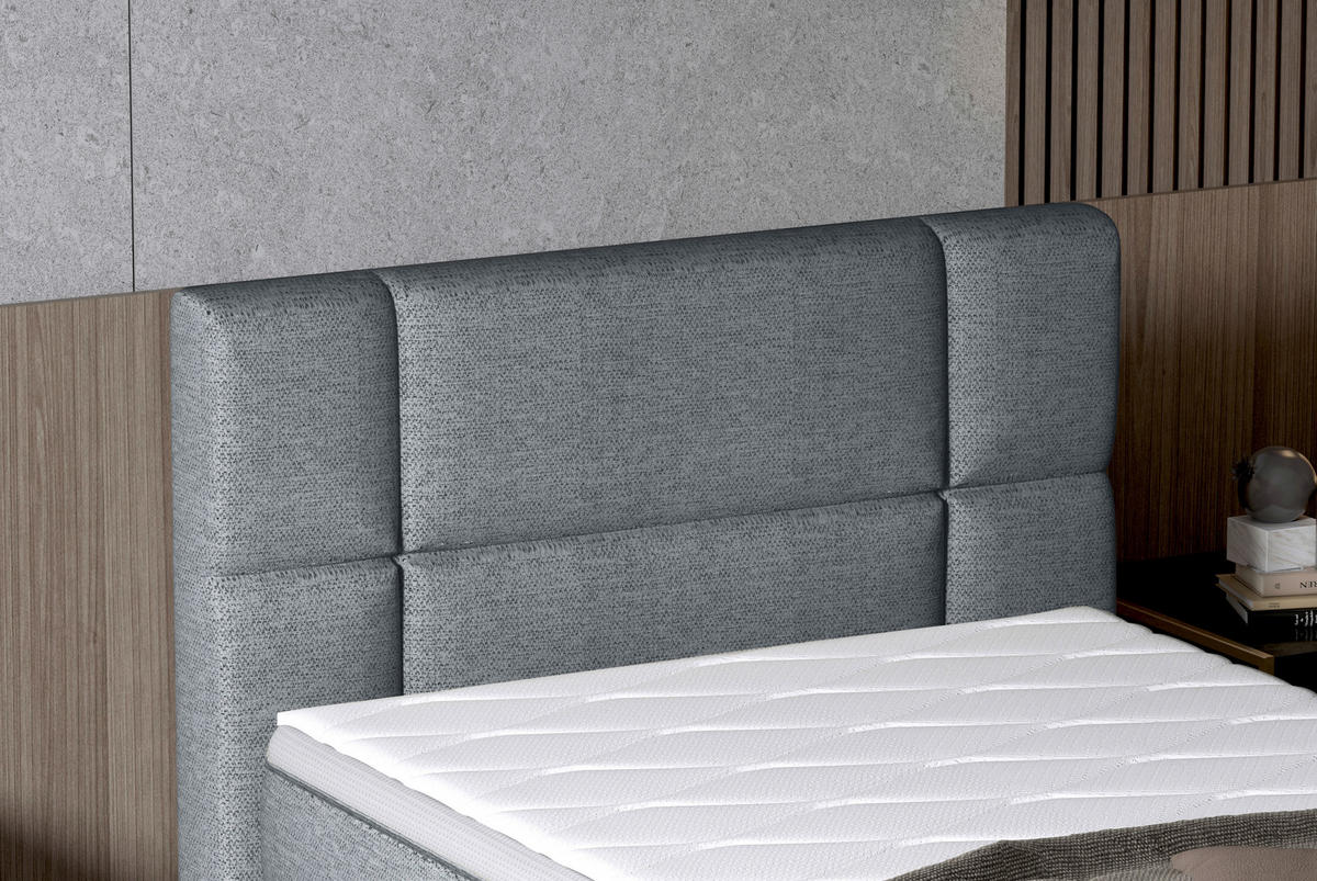 BOXSPRINGBETT 90/200 cm  in Graphitfarben  - Schwarz/Graphitfarben, KONVENTIONELL, Holz/Kunststoff (90/200cm) - Esposa