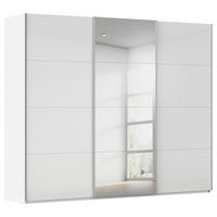 SCHWEBETÜRENSCHRANK 271/223/68 cm 3-türig Weiß, Weiß Hochglanz  - Weiß Hochglanz/Alufarben, Basics, Glas/Holzwerkstoff (271/223/68cm) - Novel