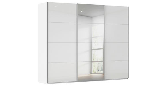 SCHWEBETÜRENSCHRANK 271/223/68 cm 3-türig Weiß Hochglanz, Weiß  - Weiß Hochglanz/Alufarben, Basics, Glas/Holzwerkstoff (271/223/68cm) - Novel