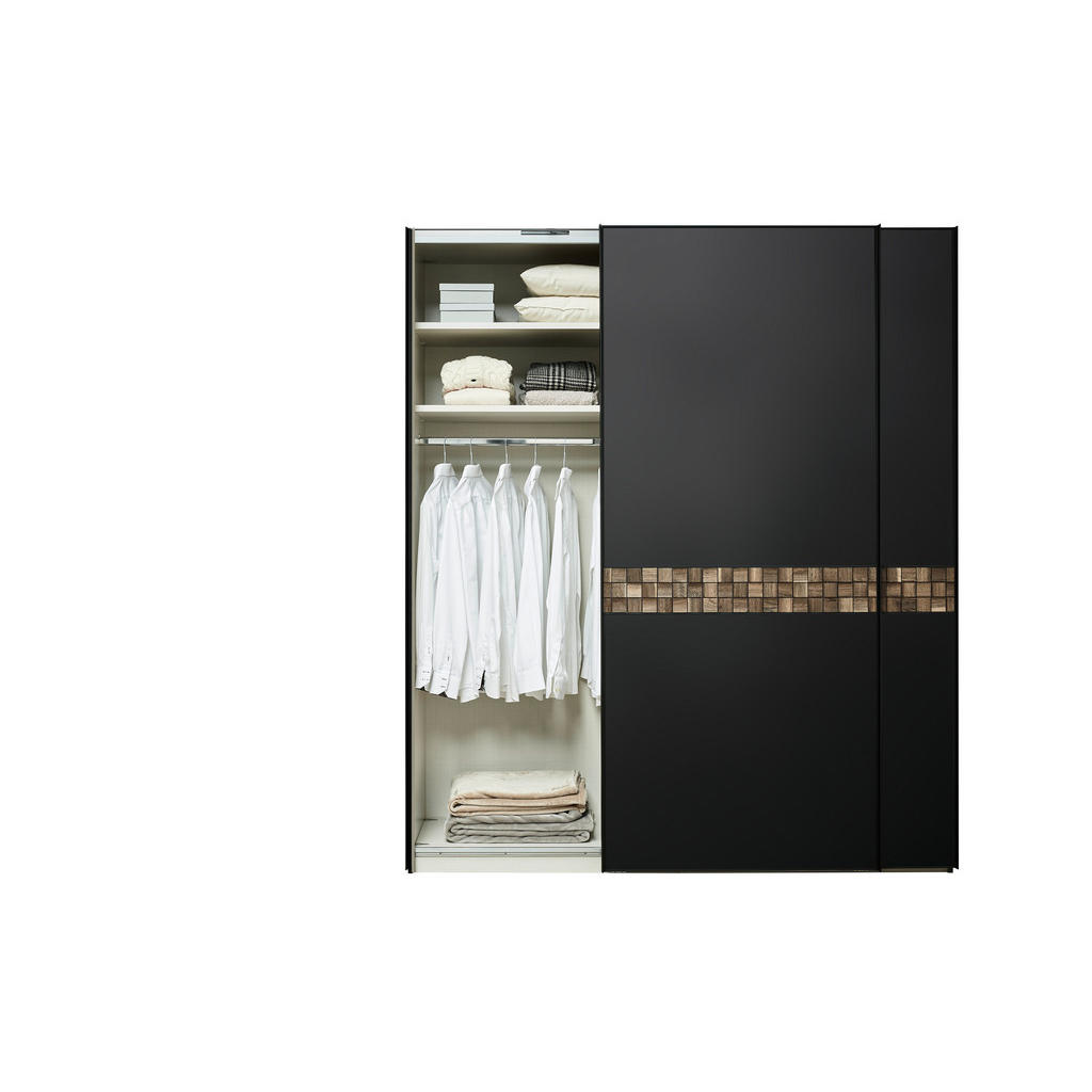 Thumbnail - Dieter Knoll Schwebetürenschrank, Anthrazit, Schwarz, Eiche dunkel, Holzwerkstoff, Eiche, massiv, 4 Fächer, 188x222x68 c...