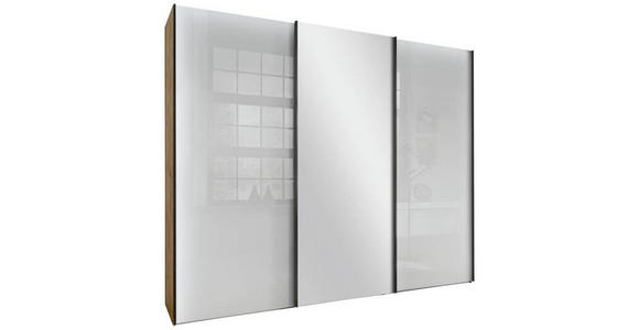 SCHWEBETÜRENSCHRANK 250/217/67 cm 3-türig  - Schieferfarben/Eiche Bianco, KONVENTIONELL, Glas/Holzwerkstoff (250/217/67cm) - Dieter Knoll