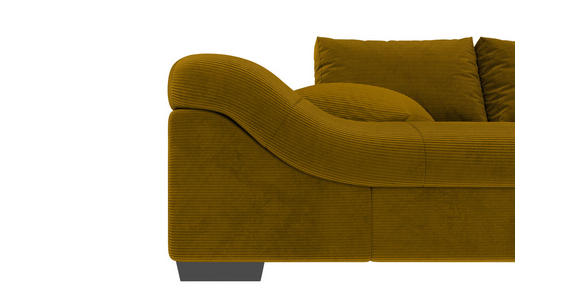 ECKSOFA Currygelb Cord - Currygelb/Schwarz, KONVENTIONELL, Holz/Textil (298/202cm) - Carryhome