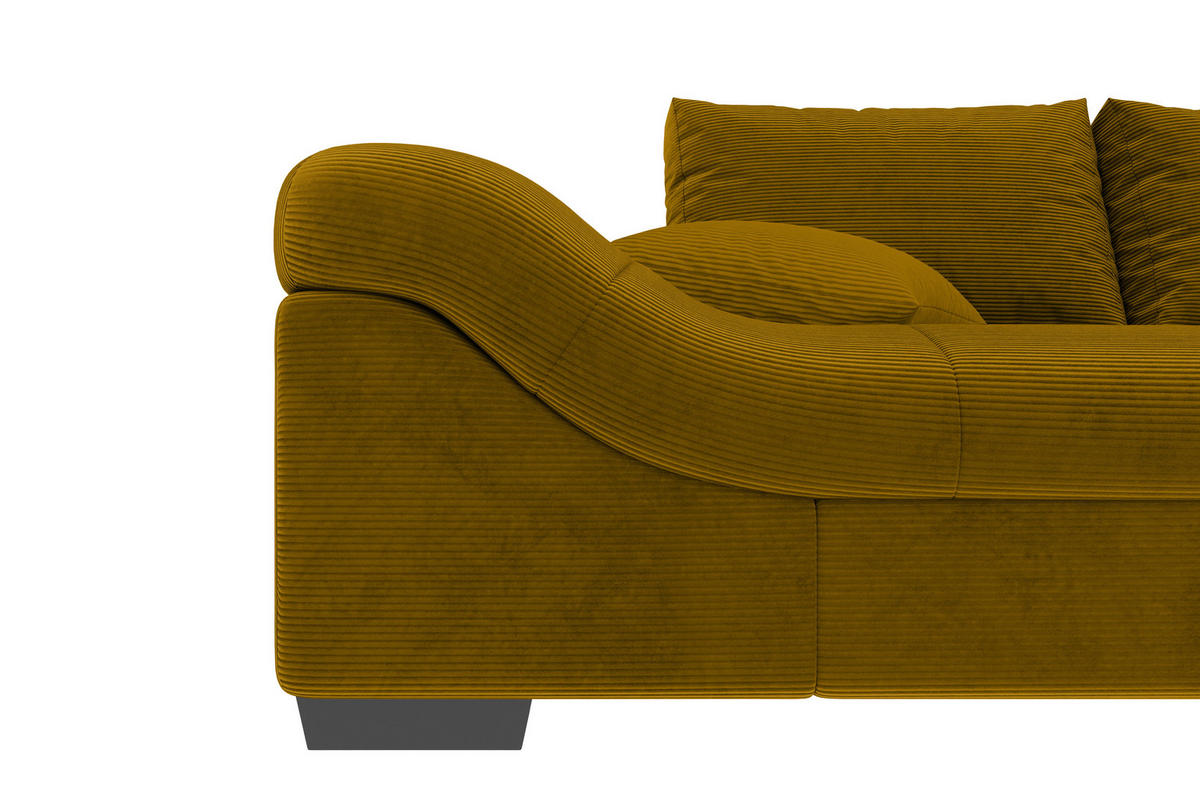 ECKSOFA in Cord Currygelb  - Currygelb/Schwarz, Konventionell, Holz/Textil (298/202cm) - MID.YOU