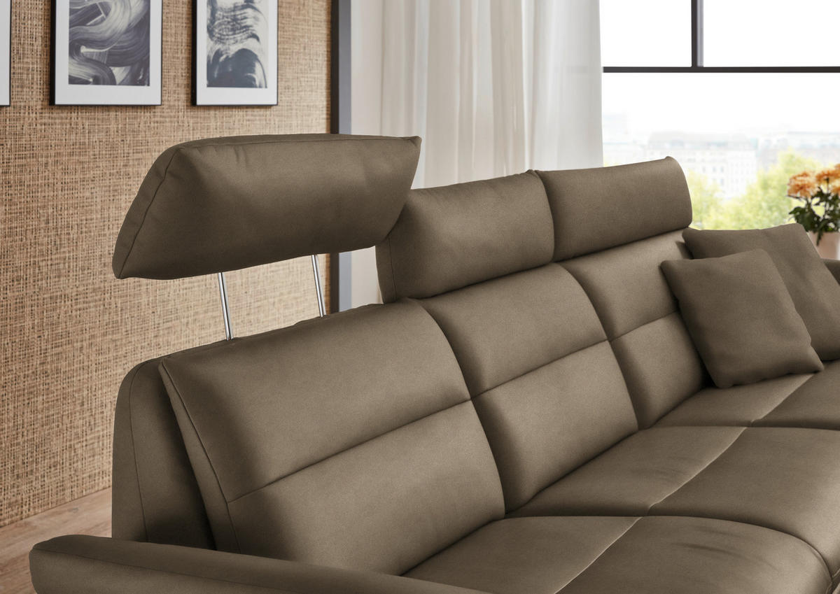 ECKSOFA in Echtleder Hellbraun  300/157 cm  - Hellbraun/Schwarz, Design, Leder/Metall (300/157cm) - Dieter Knoll
