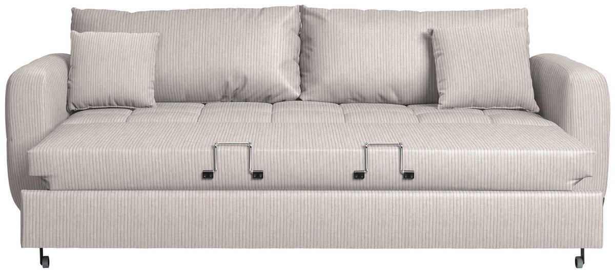 SCHLAFSOFA Cord, Velours Weiss Stoffauswahl, Bettfunktion erhältlich, Rücken echt, Armteil links, Armteil rechts  - Weiss/Schwarz, Design, Holz/Textil (236/88/101cm) - Lomoco