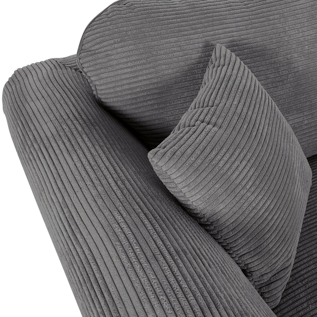 3-SITZER-SOFA in Cord Dunkelgrau  - Dunkelgrau/Dunkelbraun, KONVENTIONELL, Holz/Textil (215/70/90cm) - home24