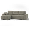 ECKSOFA LOPEZ in Flachgewebe Hellbraun  - Hellbraun/Silberfarben, Design, Kunststoff/Textil (190/296cm) - MID.YOU