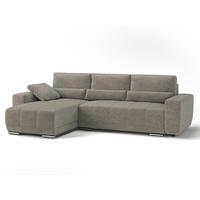ECKSOFA LOPEZ in Flachgewebe Hellbraun  - Hellbraun/Silberfarben, Design, Kunststoff/Textil (190/296cm) - MID.YOU