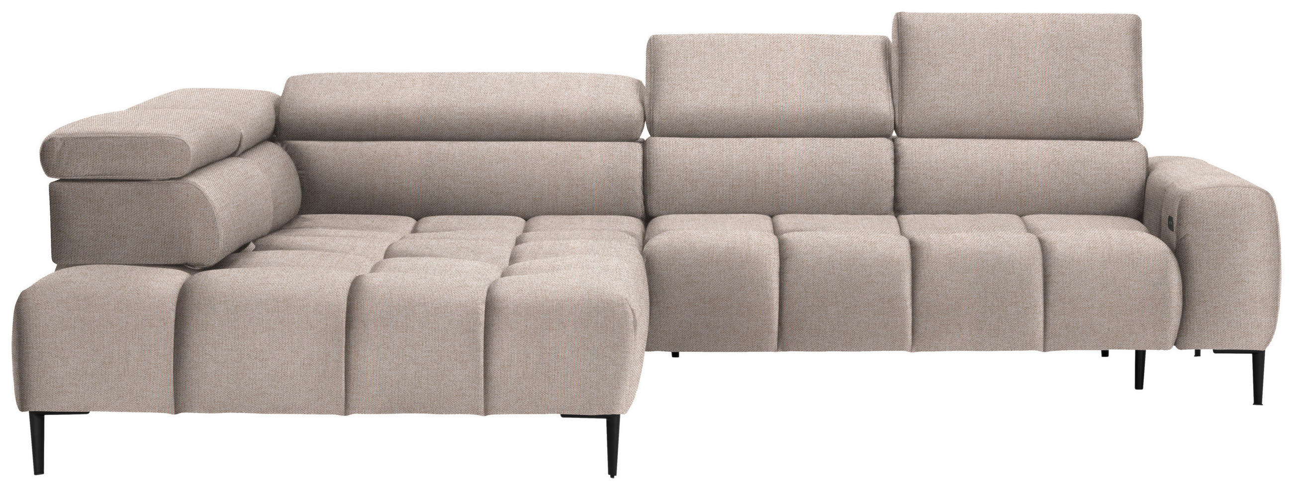 ECKSOFA Beige Webstoff  - Beige/Schwarz, Design, Textil/Metall (216/300cm) - Welnova