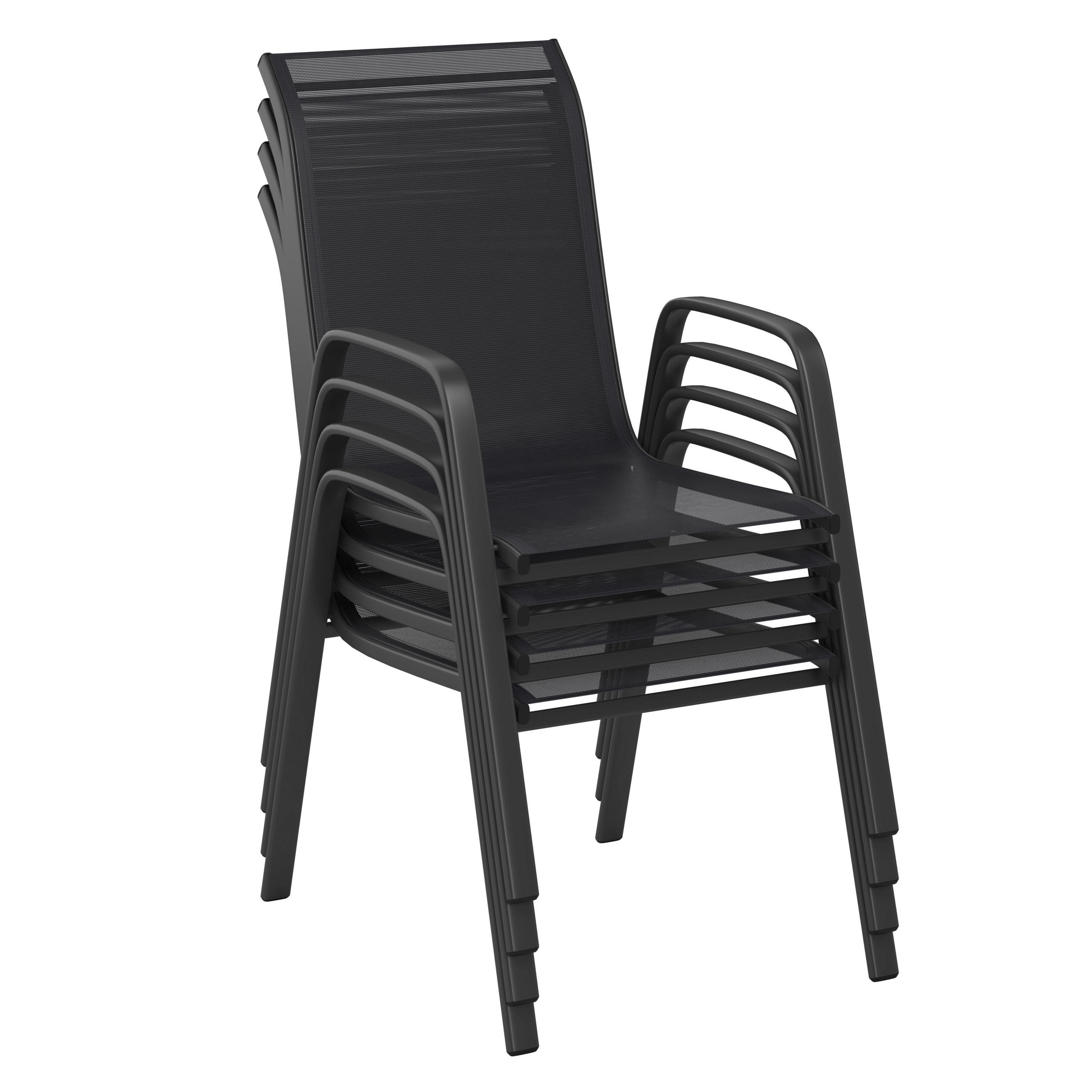 STAPELSTUHL Stahl Anthrazit, Schwarz  - Anthrazit/Schwarz, KONVENTIONELL, Kunststoff/Textil (54/93/74cm) - Ambia Garden