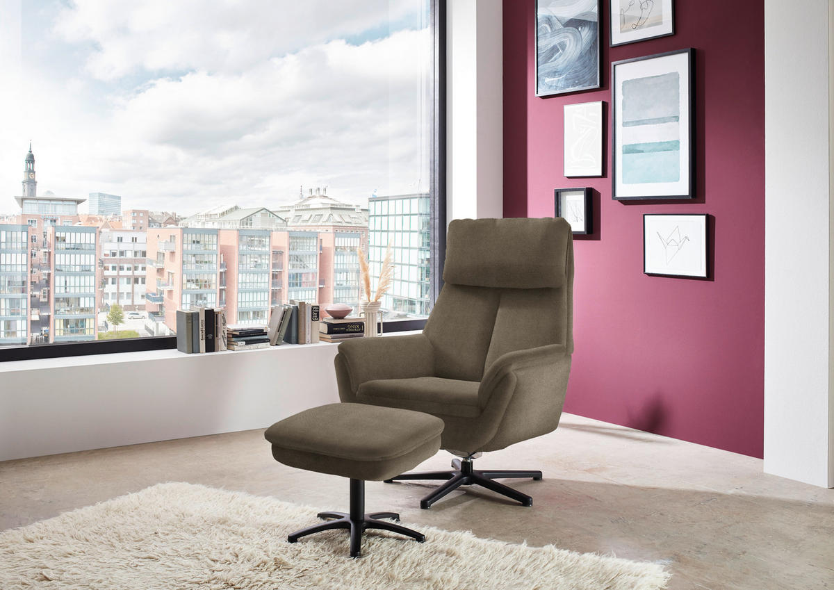 RELAXSESSEL in Textil Graubraun  - Graubraun/Schwarz, Design, Textil/Metall (79/108/89cm) - Beldomo Style