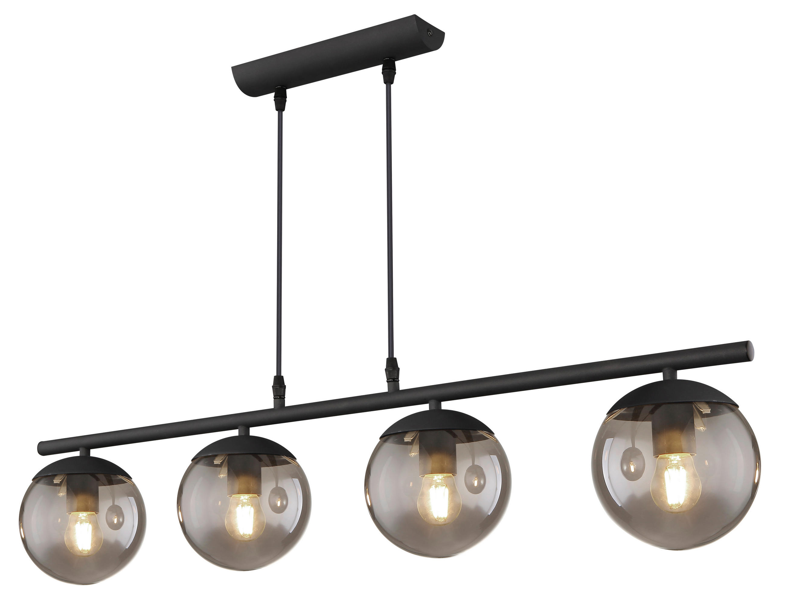 HÄNGELEUCHTE 90/15/120 cm  - Schwarz, Design, Glas/Metall (90/15/120cm) - Globo