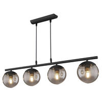 HÄNGELEUCHTE BLAMA 90/15/120 cm   - Schwarz, Design, Glas/Metall (90/15/120cm) - Globo