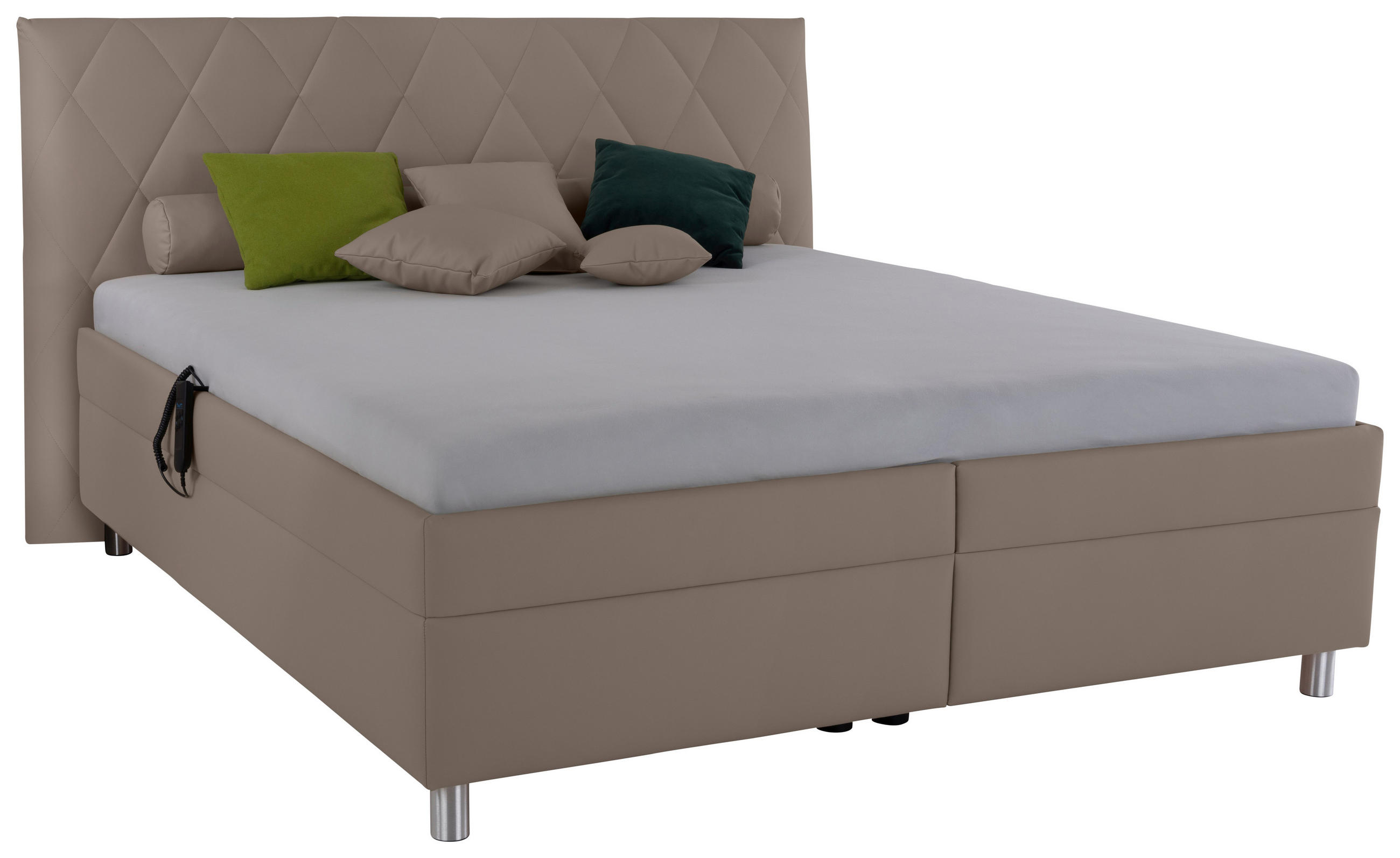 POLSTERBETT Matratze, Lattenrost, Bettkasten Cappuccino 180/200 cm  - Birkefarben/Silberfarben, KONVENTIONELL, Holz/Textil (180/200cm) - Esposa