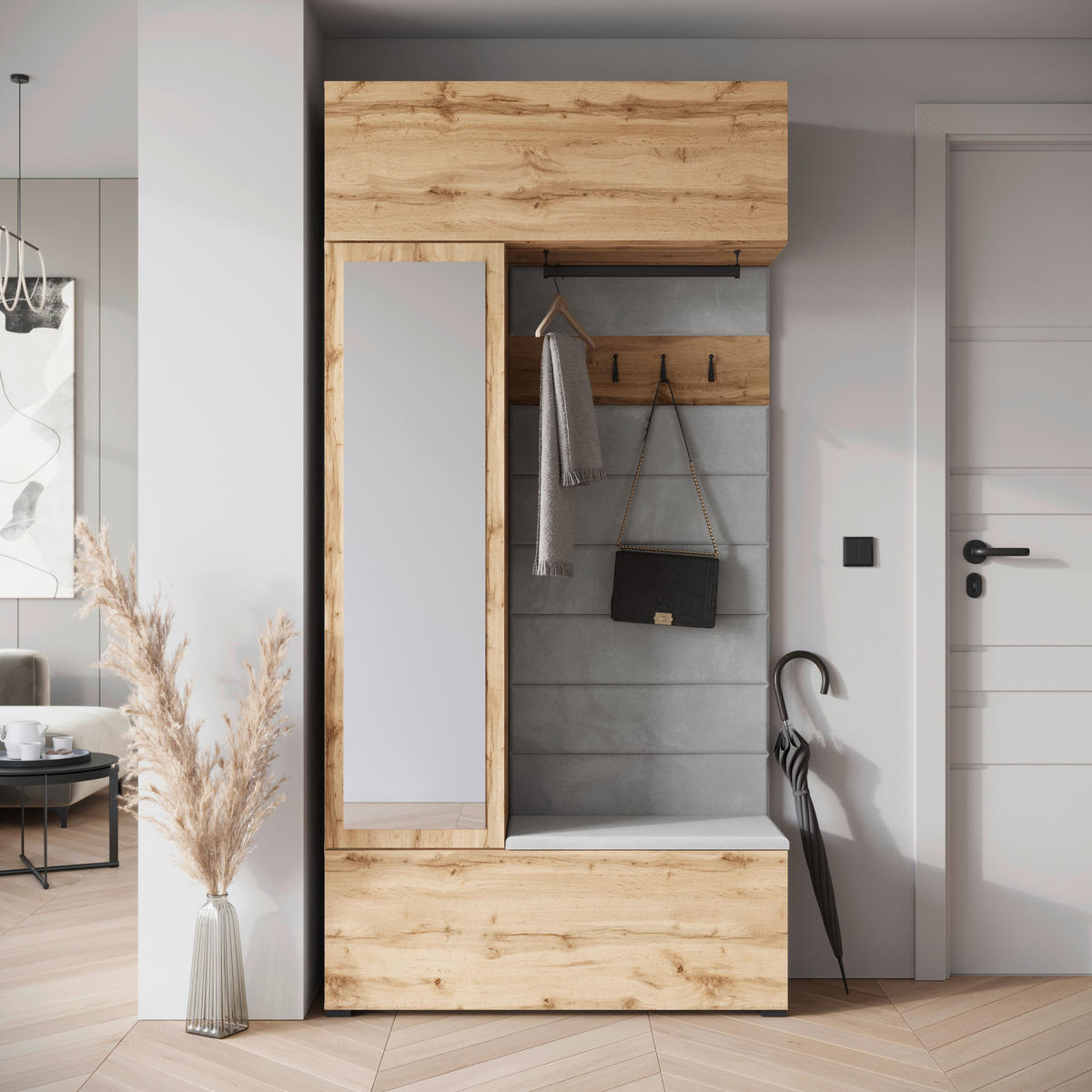 GARDEROBE  in 115/231,9/37,5 cm  - Eiche Wotan, Trend, Holzwerkstoff/Textil (115/231,9/37,5cm) - Livetastic