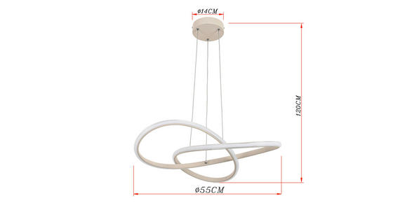 LED-HÄNGELEUCHTE 55/120 cm  - Sandfarben/Chromfarben, Design, Kunststoff/Metall (55/120cm) - Novel