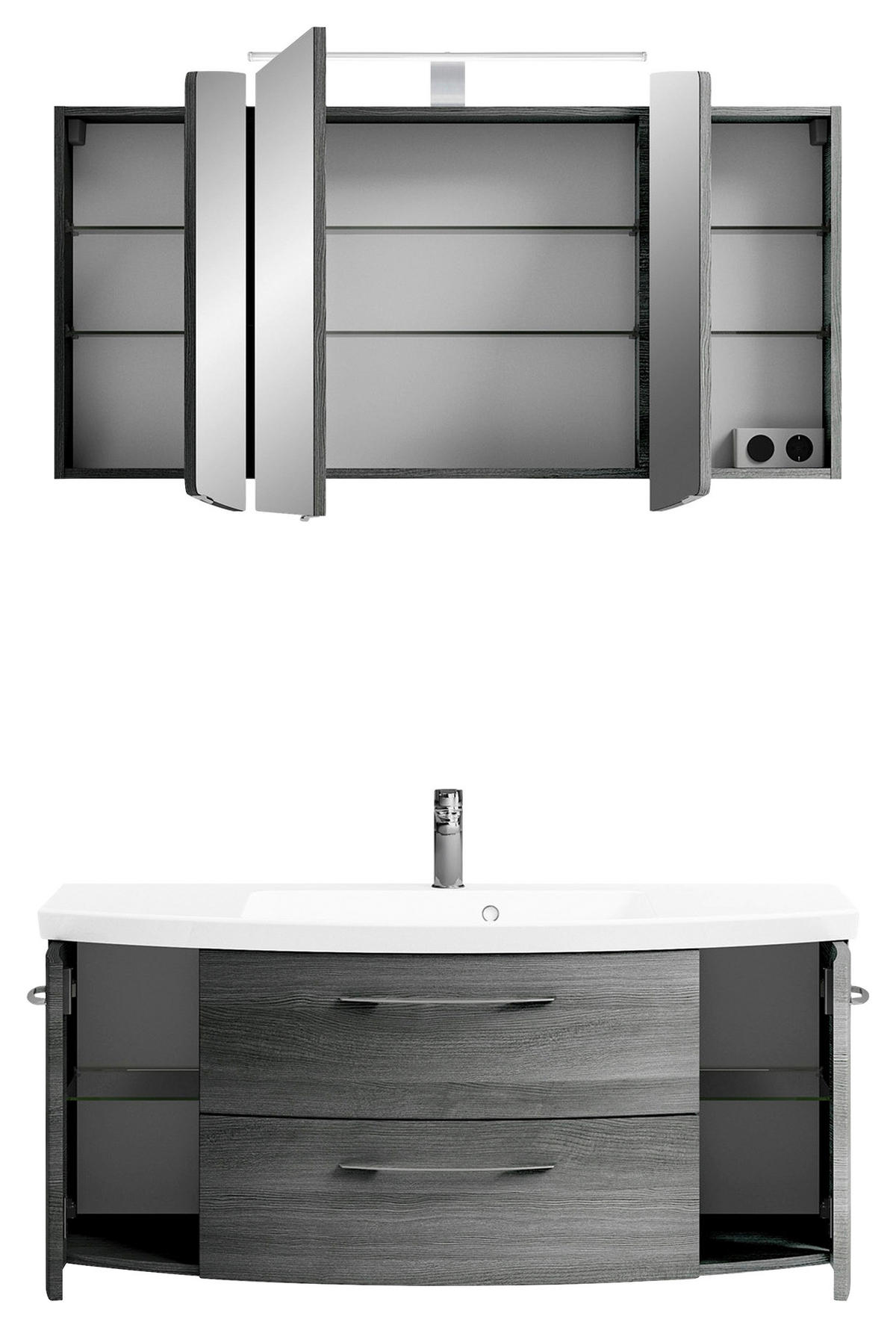 BADEZIMMER 3-teilig  in 121 cm  - Chromfarben/Graphitfarben, KONVENTIONELL, Glas/Holzwerkstoff (121cm) - Pelipal