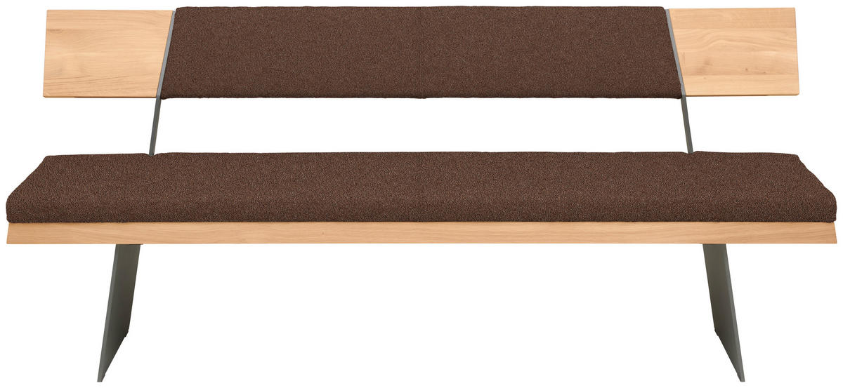 SITZBANK 207/90/58 cm  in Schwarz, Kupferfarben, Wildeiche  - Wildeiche/Schwarz, Natur, Holz/Textil (207/90/58cm) - Voglauer