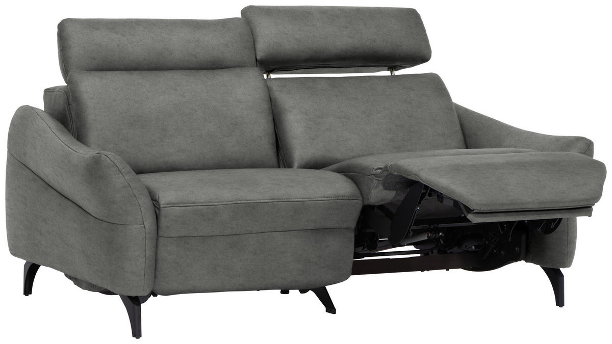 2-SITZER-SOFA  in Echtleder Dunkelgrau   - Dunkelgrau/Anthrazit, Design, Leder/Metall (187/92/97cm) - Himolla Komfortklass