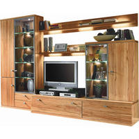 WOHNWAND Icano  in Buchefarben  315/219,6/55,1 cm  - Buchefarben/Schwarz, KONVENTIONELL, Glas/Holz (315/219,6/55,1cm) - Invivus
