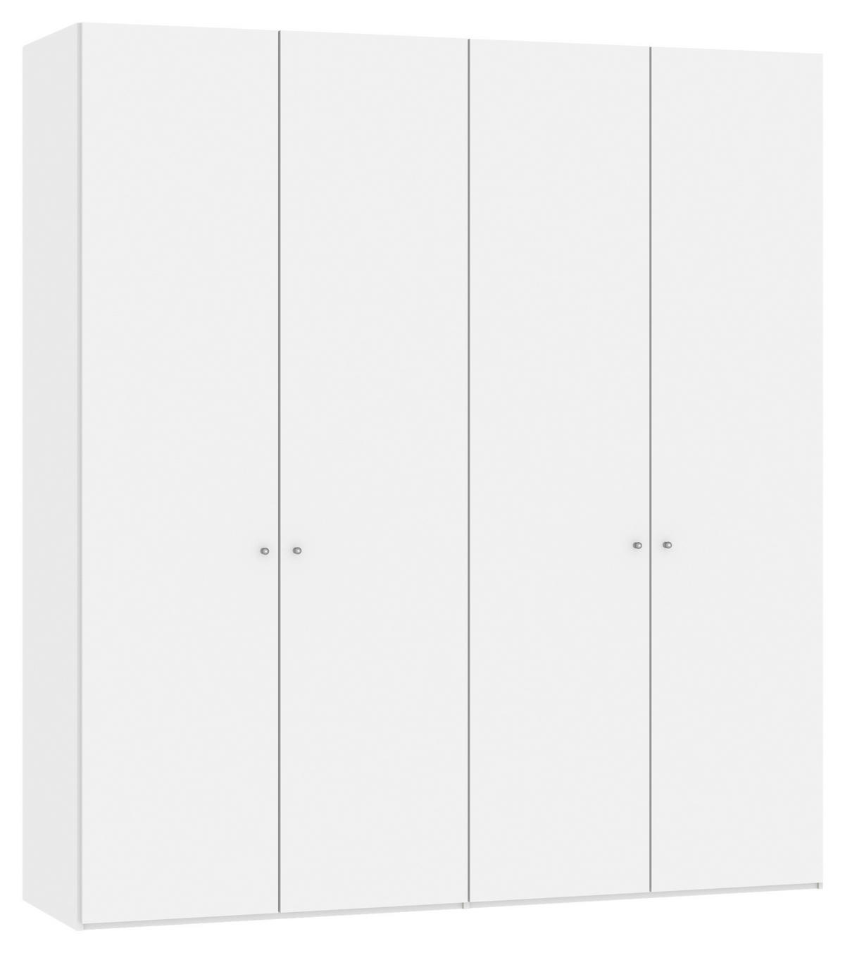 DREHTÜRENSCHRANK  in Weiß  - Silberfarben/Weiß, Design, Holzwerkstoff/Metall (203/220/59cm) - Jutzler