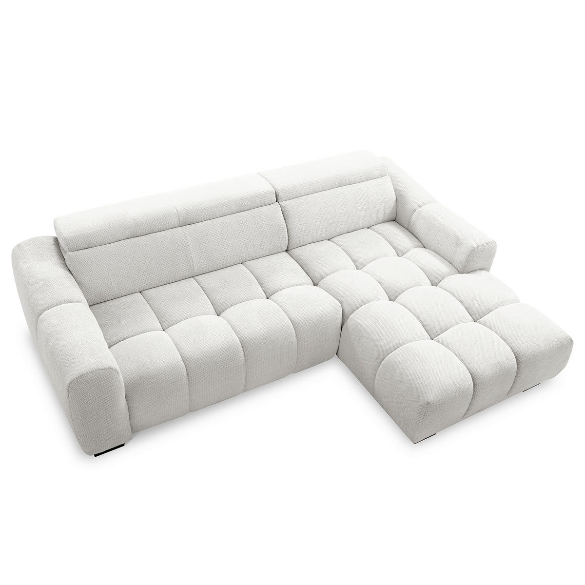 ECKSOFA AVEIRO Silberfarben Webstoff Bettkasten, Kopfteilverstellung, Sitzvorzug  - Silberfarben/Schwarz, Design, Kunststoff/Textil (274/177cm) - Livetastic