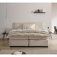BOXSPRING-ÁGY 180/200 cm  krémszínű  - krémszínű/fekete, Modern, faalapú anyag/karton (180/200cm) - MID.YOU