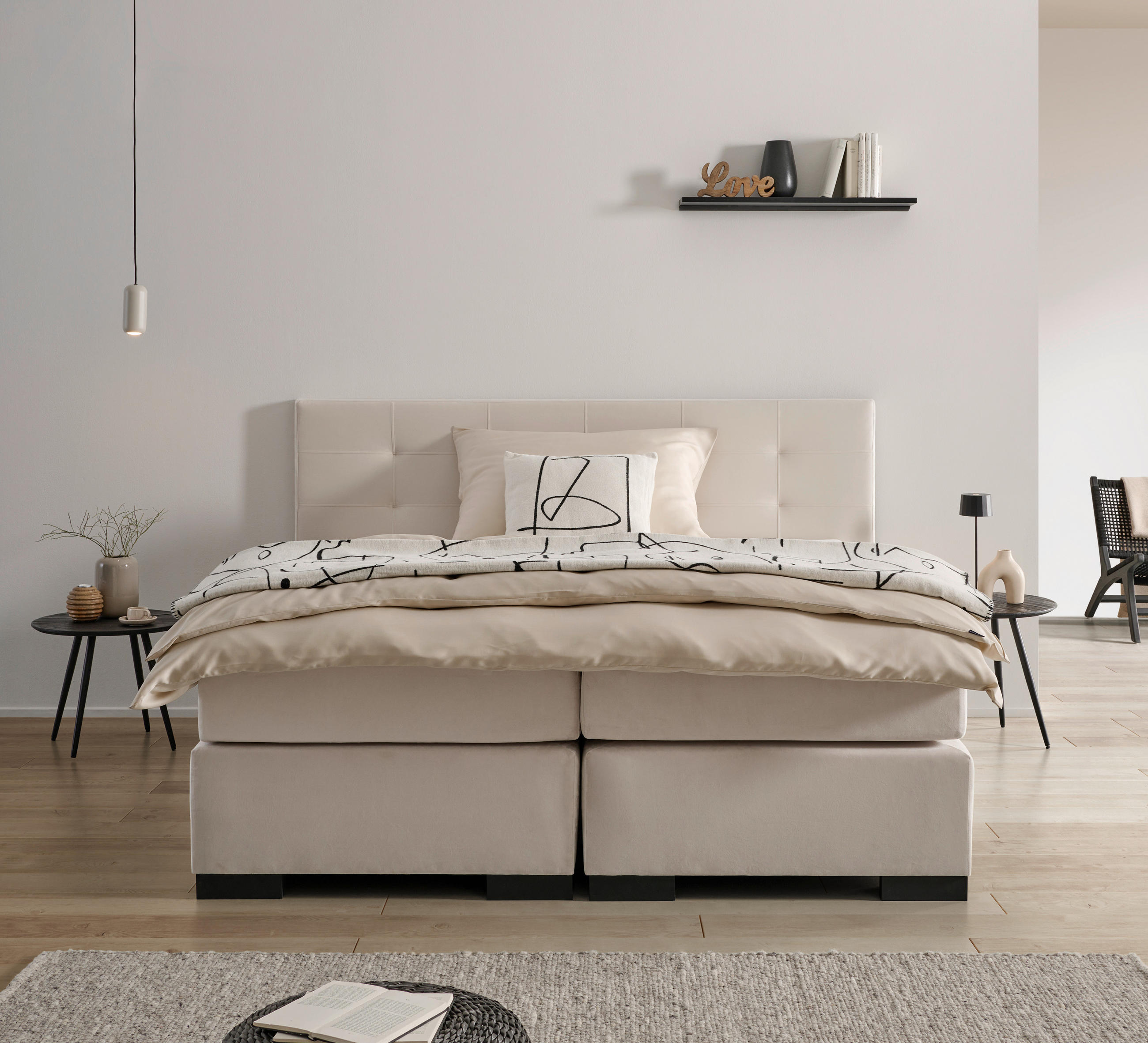 MID.YOU POSTEL BOXSPRING, 180/200 cm, krémová