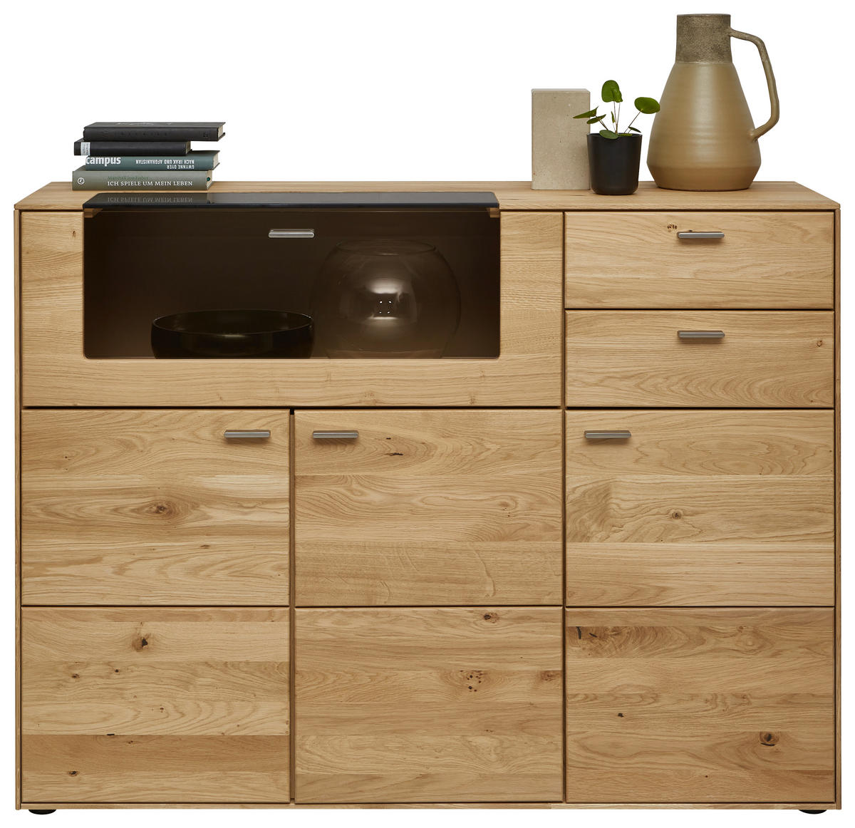HIGHBOARD Wildeiche  134/100/41 cm  - Wildeiche, Natur, Glas/Holzwerkstoff (134/100/41cm) - Valnatura
