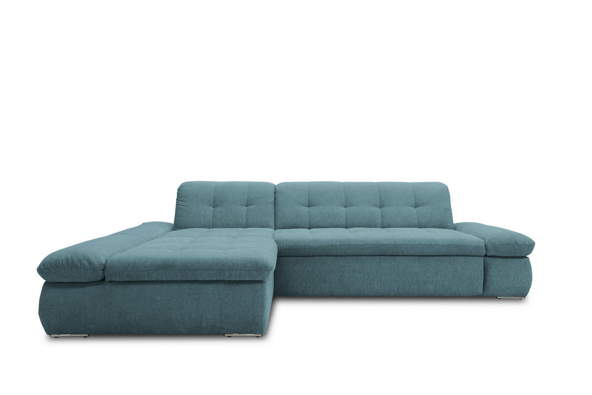 ECKSOFA Petrol Mikrofaser  - Chromfarben/Petrol, KONVENTIONELL, Textil/Metall (172/300cm) - MID.YOU