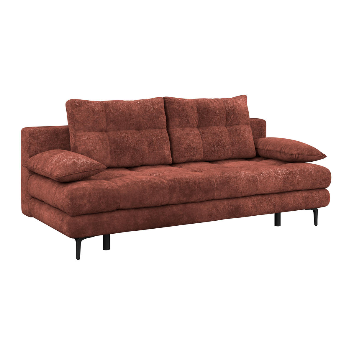 SCHLAFSOFA  mit Liegefunktion, Schlafen auf Sitzhöhe, Rücken echt Chenille Bordeaux  - Bordeaux/Schwarz, KONVENTIONELL, Textil/Metall (203/94/96cm) - Carryhome