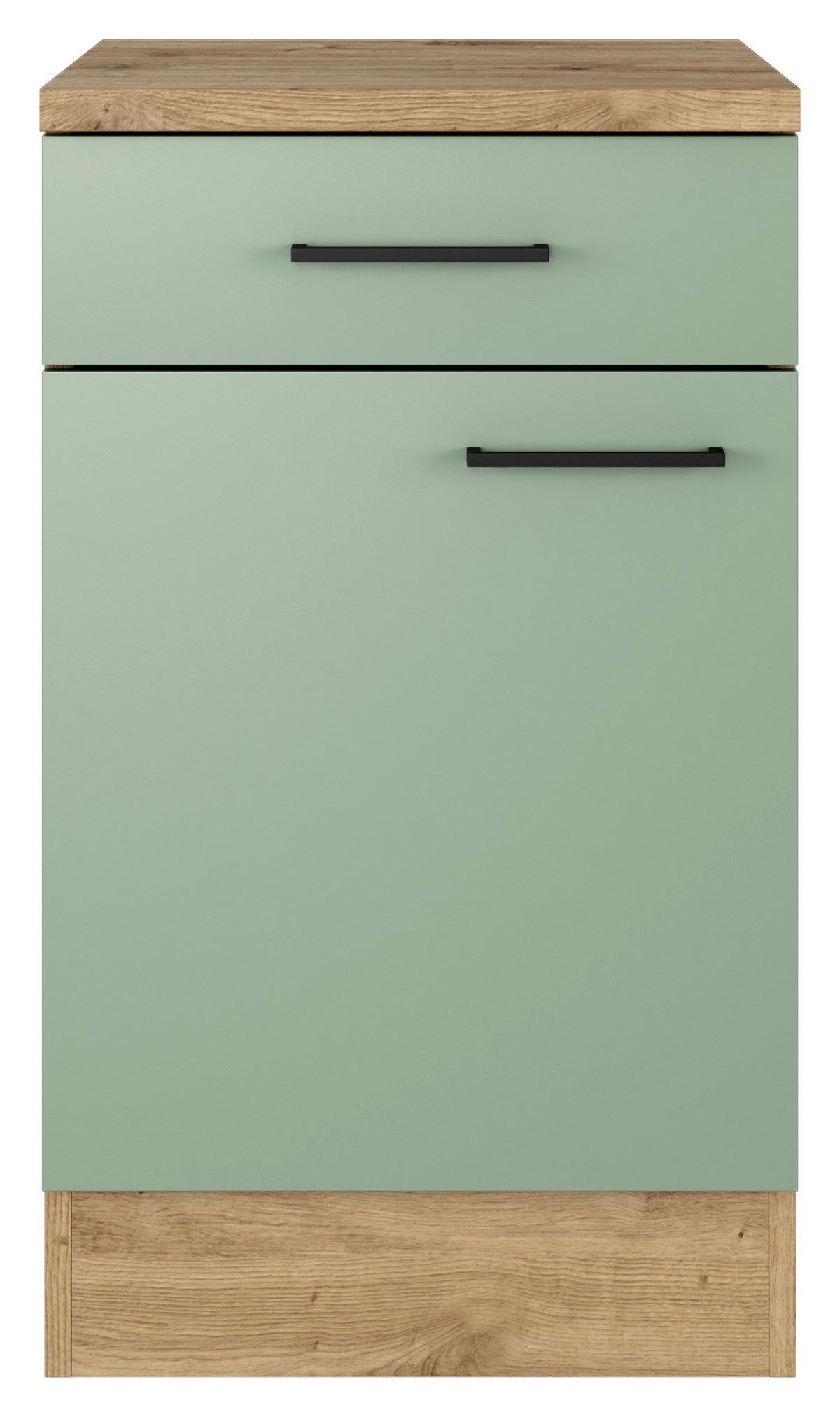 KÜCHENUNTERSCHRANK 50/85/57 cm  in Grün, Eiche Artisan  - Schwarz/Eiche Artisan, KONVENTIONELL, Holzwerkstoff/Metall (50/85/57cm) - FlexWell